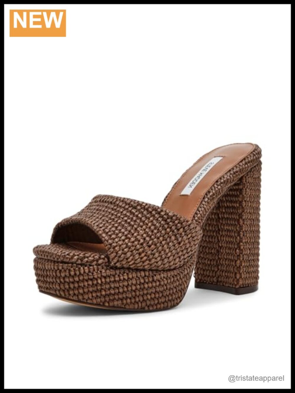 NWT Platform Block Heel Ankle Strap Sandal Open Toe PU Slip On